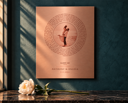 Personalized Vinyl Record art with Photo in Copper
