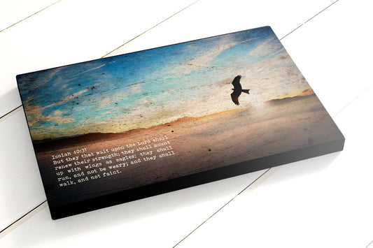 Wood Inspired Scripture Canvas: Isaiah 40:31 - HoneycombProverbs - Giclée - Christian Wall Art