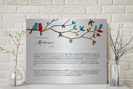 Lovebird Wedding Vow Sign on Tin - HoneycombProverbs - Signs - Wedding Vow Wall Art