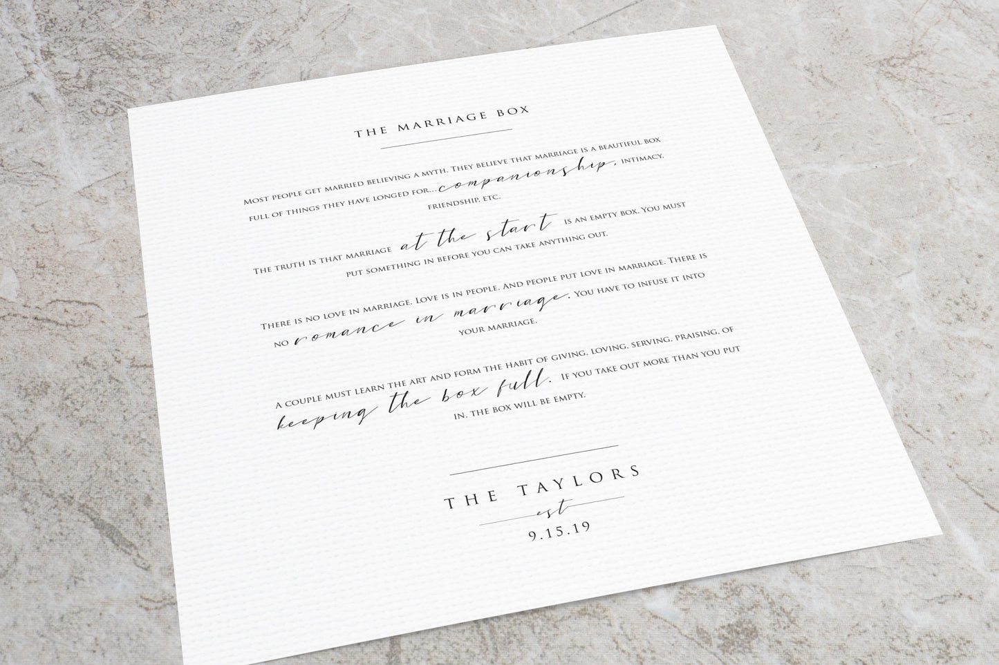 The Marriage Box, Personalized Framed Wedding Gift - HoneycombProverbs - Gifts For The Couple - Christian Wall Art