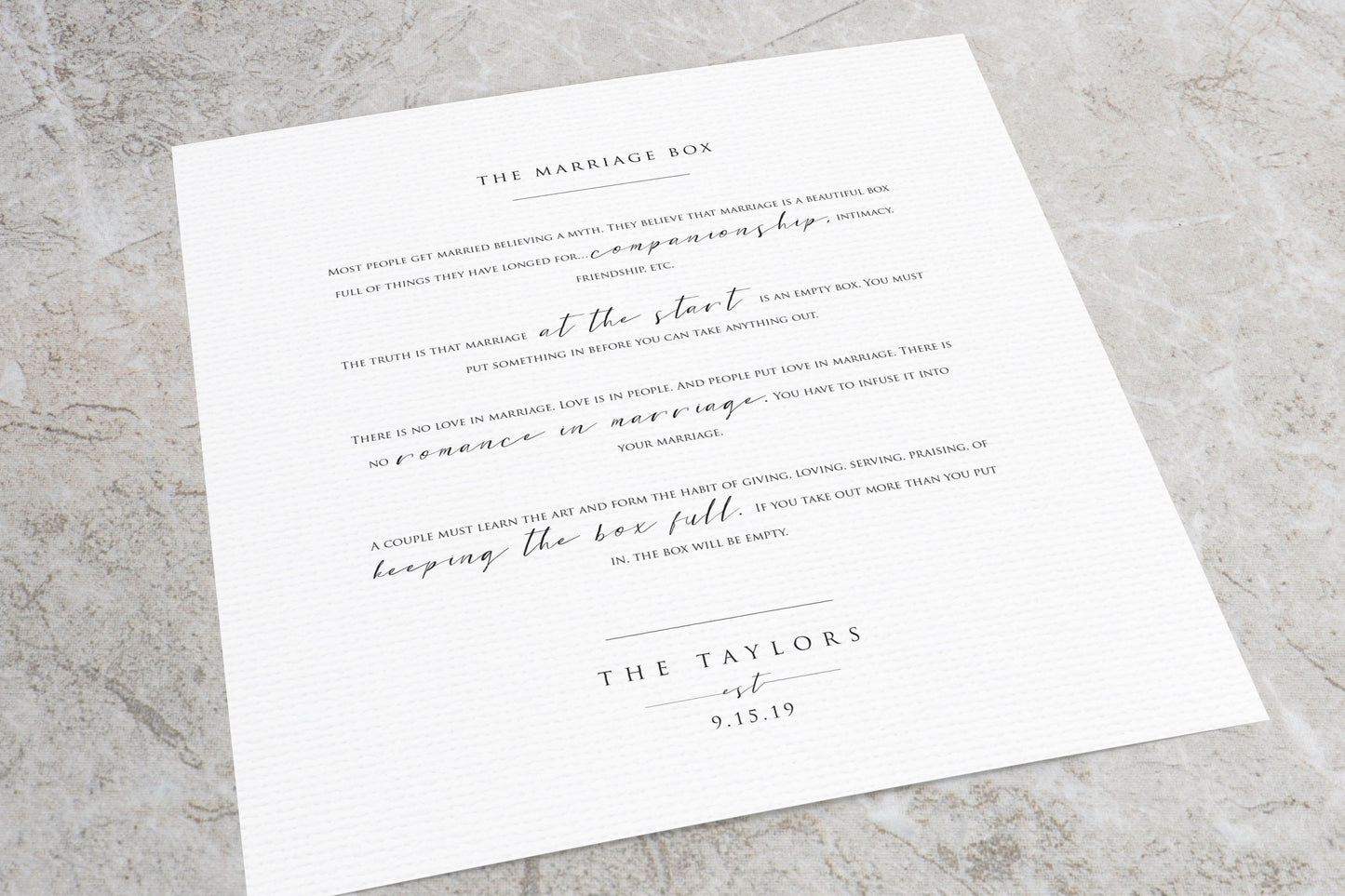 The Marriage Box, Personalized Framed Wedding Gift - HoneycombProverbs - Gifts For The Couple - Christian Wall Art