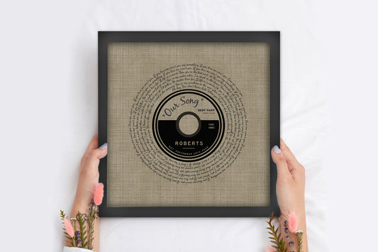 Belgian Linen, Framed First Dance Song Lyric Record - HoneycombProverbs - Gifts For The Couple -