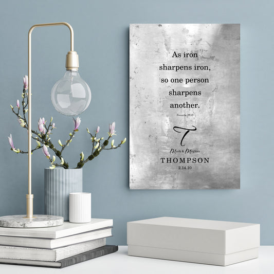 Proverbs 27:17, Monogrammed Gift for Couples - HoneycombProverbs - Gifts For The Couple - Tin and Aluminum Gifts