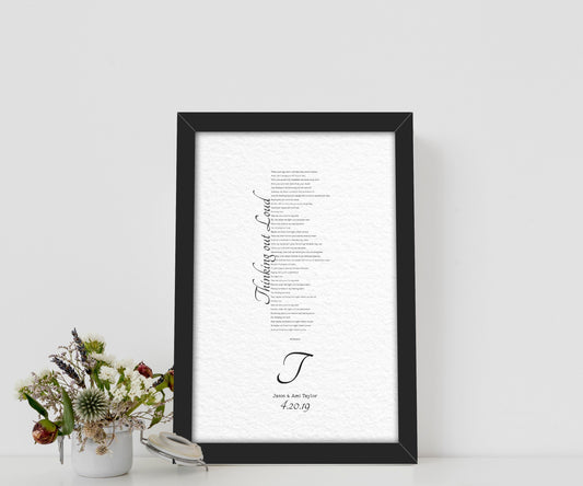1 Year Anniversary Gift for Wife, 1st Anniversary Gift for Husband, Anniversary Paper Gift, Personalized Anniversary Gift, Wedding Song Gift - HoneycombProverbs - Giclée - 1st Year Paper Gifts