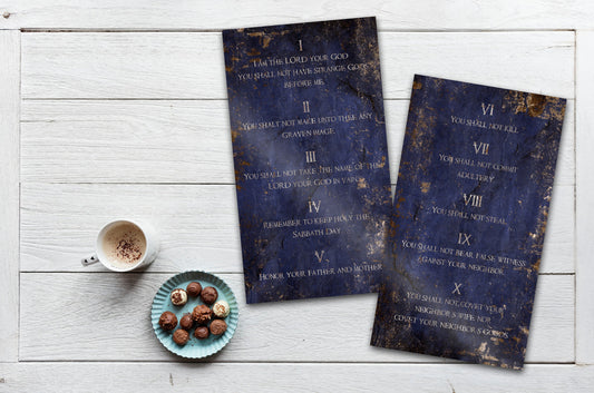 Saphire-Stone Inspired, Ten Commandments Metal Tablets - HoneycombProverbs - Wall Hangings - Christian Wall Art