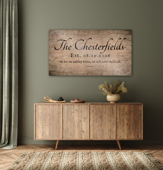 5th Anniversary Joshua 24:15 Family Name Sign - HoneycombProverbs - Signs - Christian Wall Art
