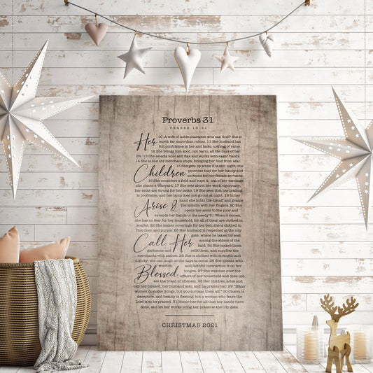 Proverbs 31 Wood Scripture Sign for Her - HoneycombProverbs - Signs - Christian Wall Art