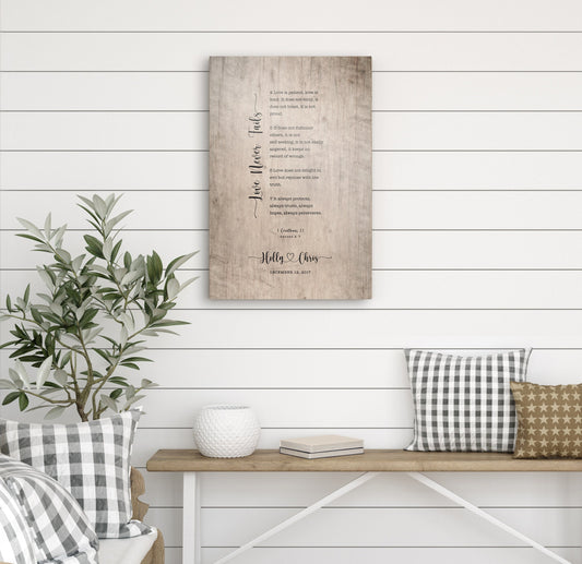 Personalized 1 Cor 13 Wood Anniversary Keepsake - HoneycombProverbs - Signs - Christian Wall Art