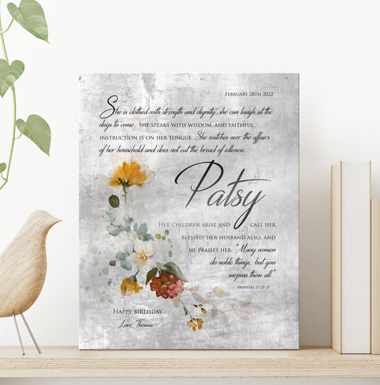 Rustic Floral Proverbs 31 Wall Decor - HoneycombProverbs - Signs - Christian Wall Art