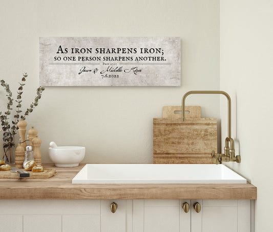 Iron sharpens Iron Vintage Cotton Canvas - HoneycombProverbs - Giclée - Christian Wall Art