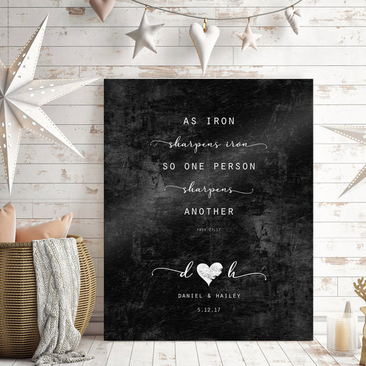 Iron Sharpens Iron: 6th Anniversary Gift for Men, couples plaque - HoneycombProverbs - Wall Hangings - Christian Wall Art