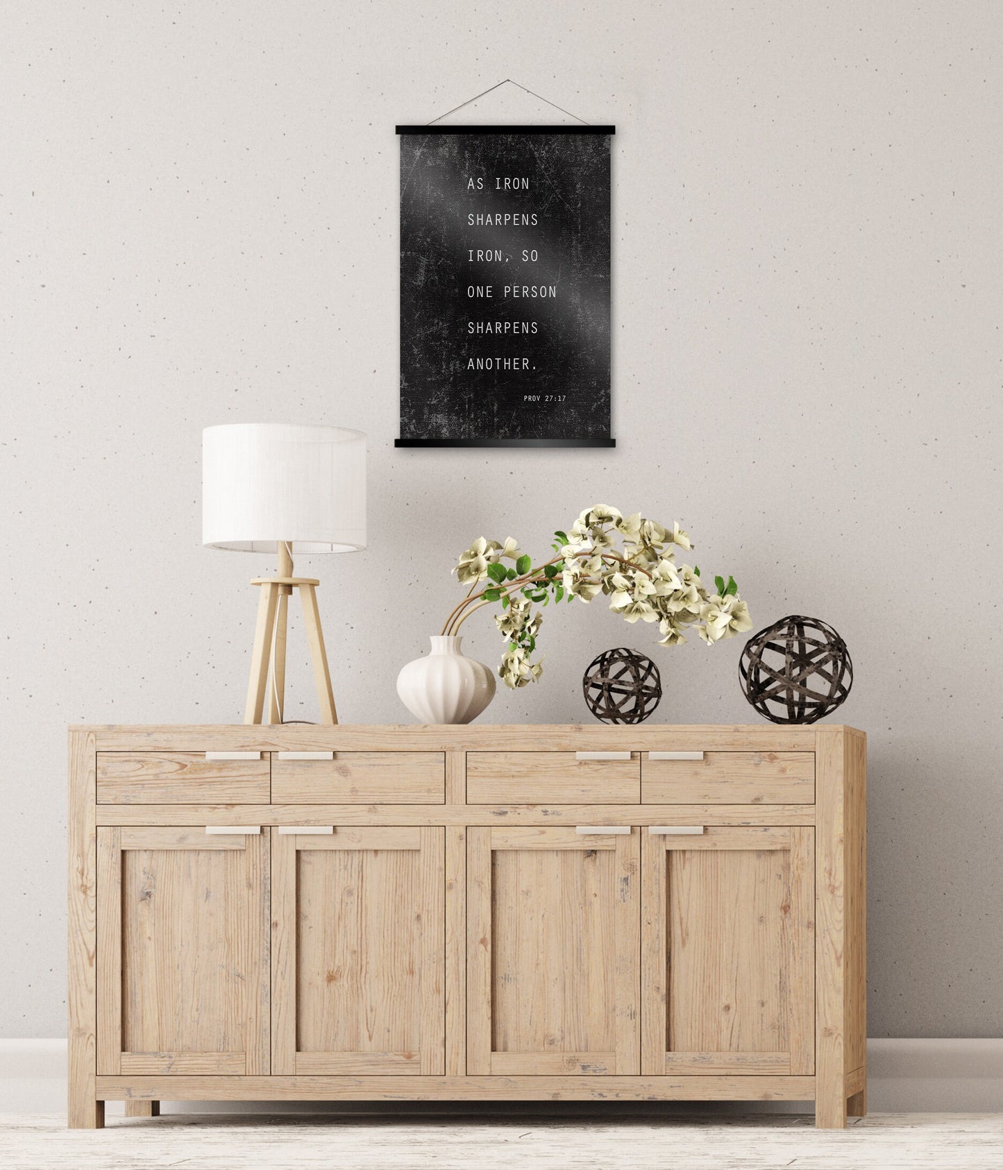 Proverbs 27:17 Rustic Grunge Scroll Tapestry - HoneycombProverbs - Tapestries - Christian Wall Art