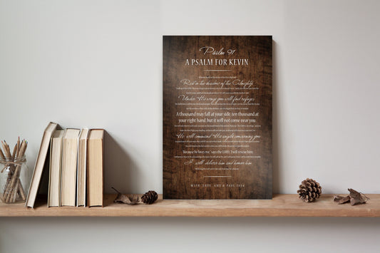Psalm 91 Men's Personalized Prayer Plaque, Christian art for encouragement - HoneycombProverbs - Religious Home & Decor - Luxury Corporate Gifts