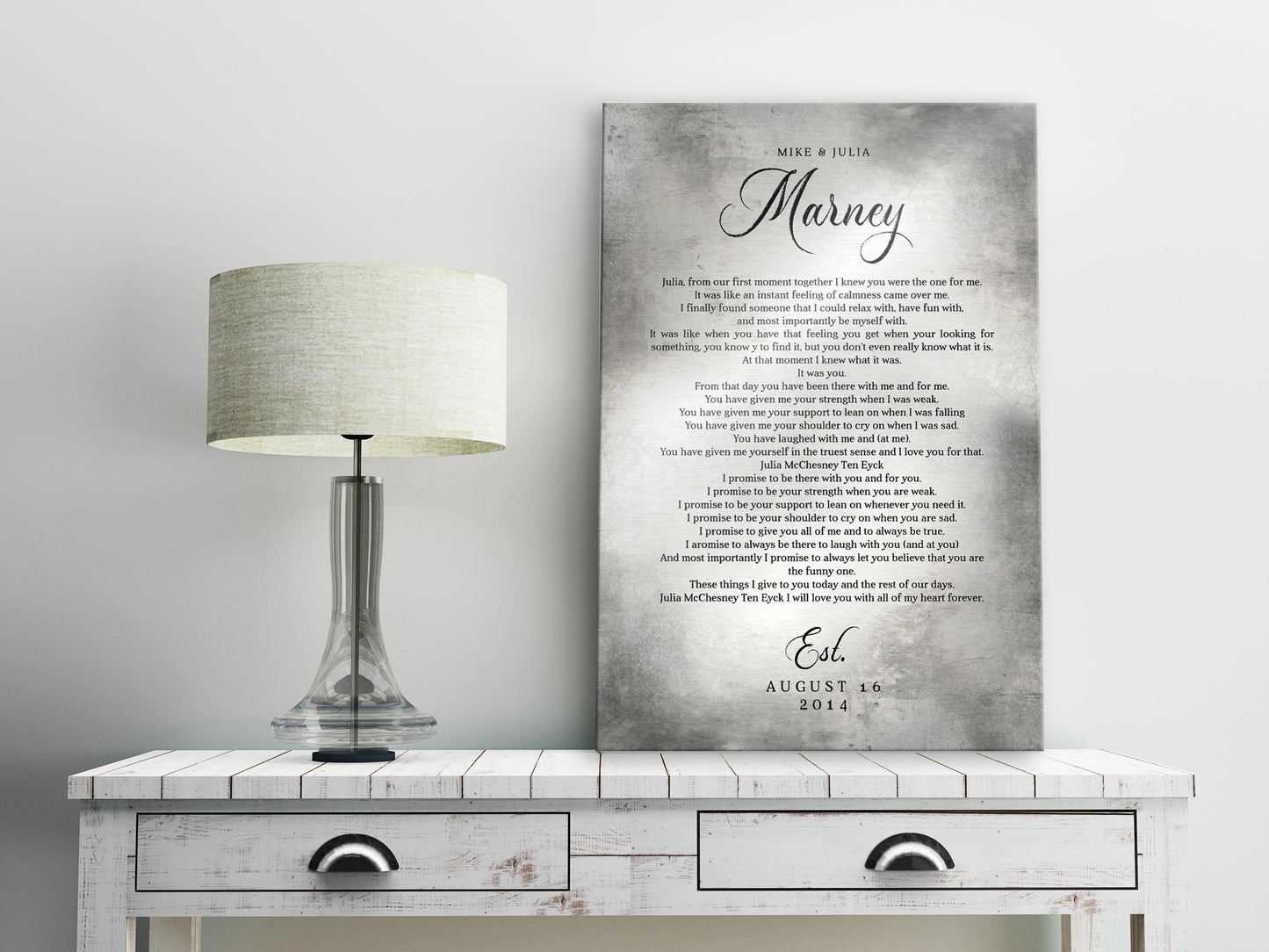 Personalized Tin Anniversary Plaque: Custom Song Lyrics, Wedding Vows - HoneycombProverbs - Signs - Tin and Aluminum Gifts