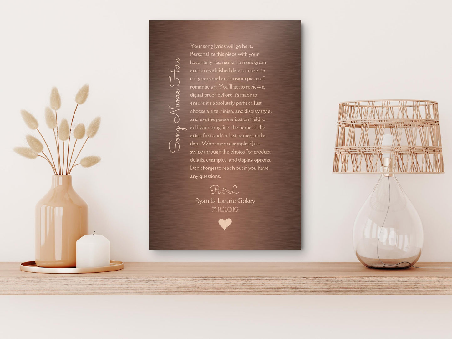 Custom Song Plaque, Tin 10th Anniversary Gift, Personalized lyrics wall decor, Aluminum Gifts - HoneycombProverbs - Signs - Modern Lyrics Wall Decor