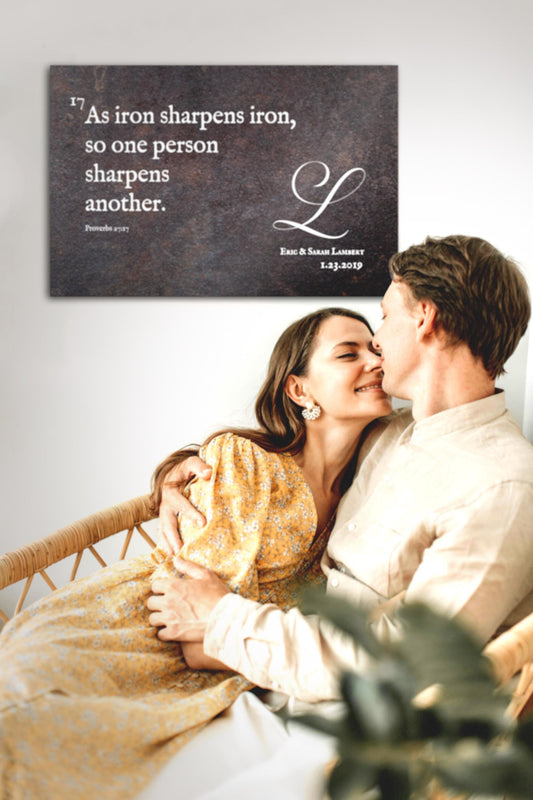 Proverbs 27:17 Personalized Iron Anniversary Scripture - HoneycombProverbs - Signs - Christian Wall Art