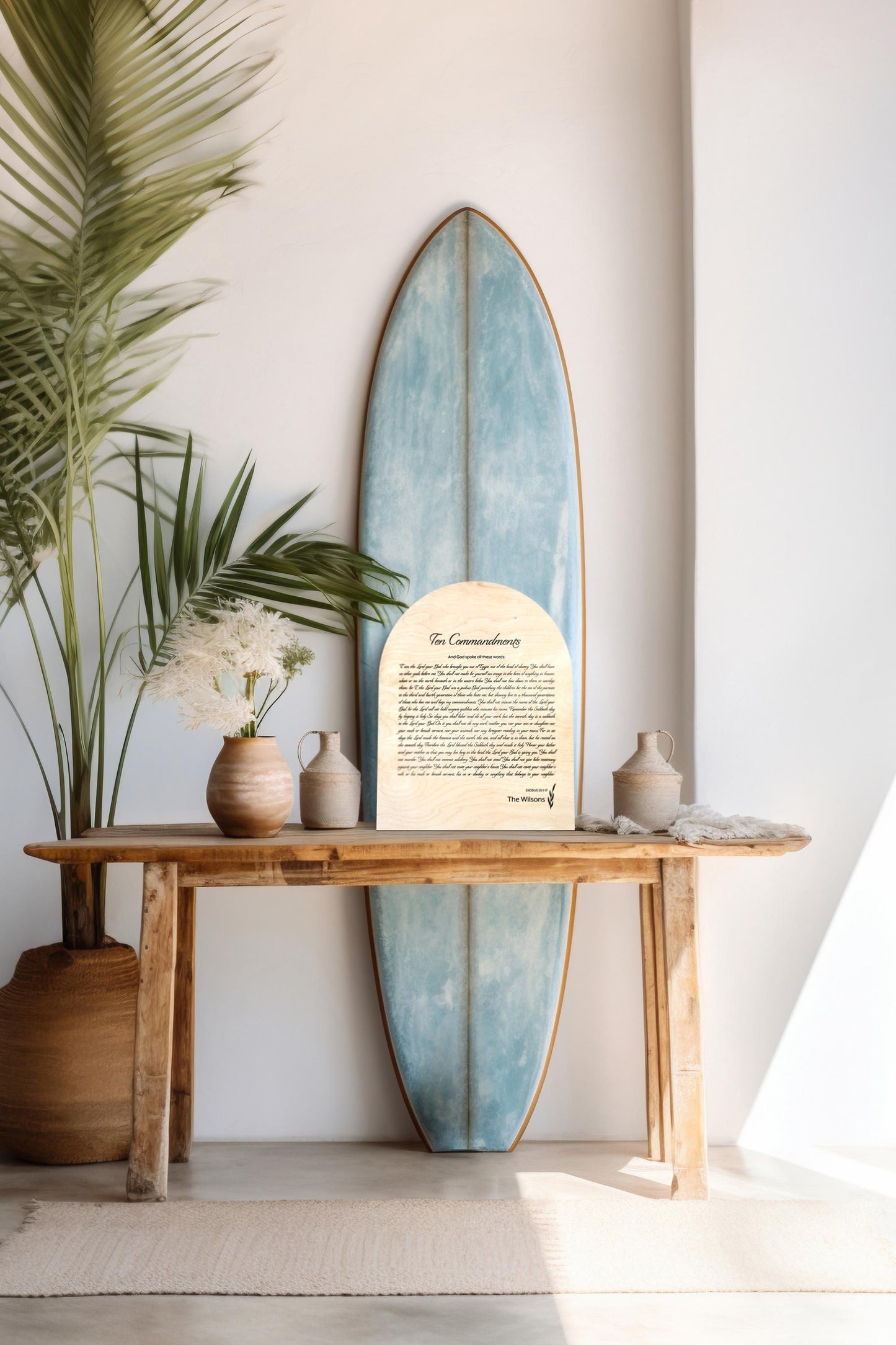 Personalized 10 Commandments Wood Plaque, Arched Christian Wall Art, Family Name Sign - HoneycombProverbs - Signs - Christian Wall Art