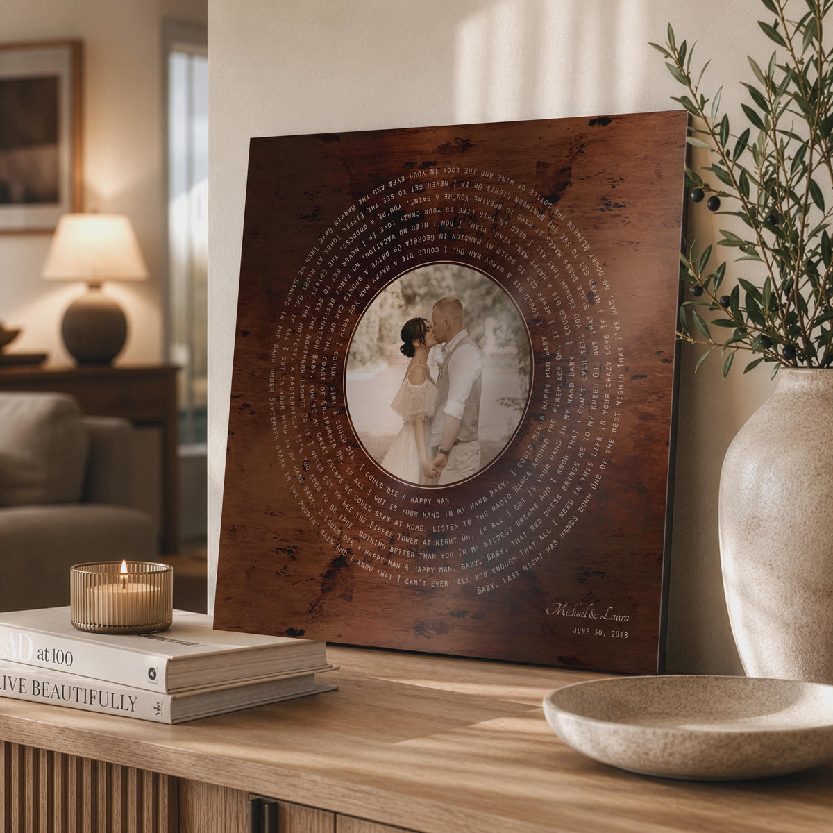 Burnished Bronze LP Record Song and Photo Art