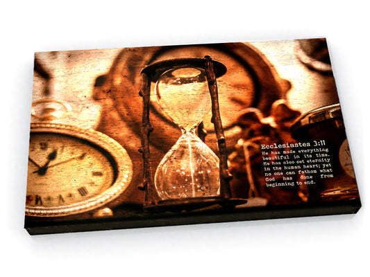 Wood Inspired Scripture Art: Ecclesiastes 3:11 on Canvas - Hunnycomb Proverbs - Wedding gift ideas - paper anniversary gifts