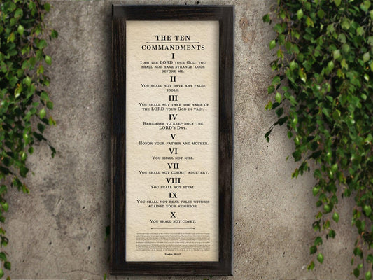 Framed Ten Commandments Parchment Wall Art