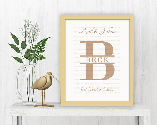 His and Her Monogrammed Art - Fine art and canvas personalized anniversary and inspirational gifts