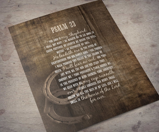 Psalm 23 Farmhouse Art, Rustic Christian Wall Art, Framed Christian Art, The Lord Is My Shepherd, Christian Wood Art, Horseshoe, Weathered