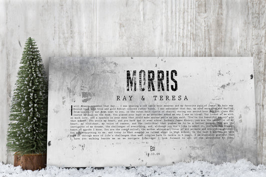 Personalized Distressed Tin Wedding Vow Sign