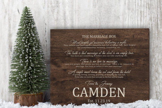 Marriage Box Poem, Wood inspired Couple's Canvas
