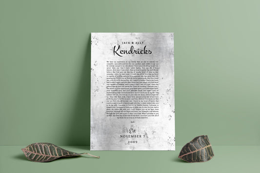 Custom Wedding Vow Metal Print