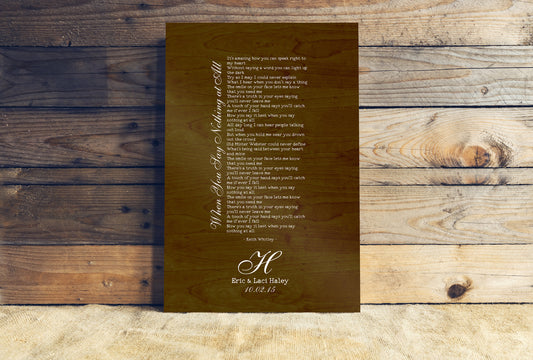 Lyrics on Wood, 5 Year Anniversary Gift, 5th Wedding Anniversary, Gift on Wood, Wood Anniversary Gift, Song Lyrics on Wood, Wooden Song Sign