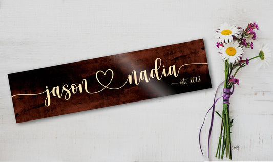 Bronze Anniversary Gift, 19th Anniversary Gift, 19 year, Name sign with heart, 8 Year, 8th Anniversary Gift, Name Sign, Personalized, Bronze