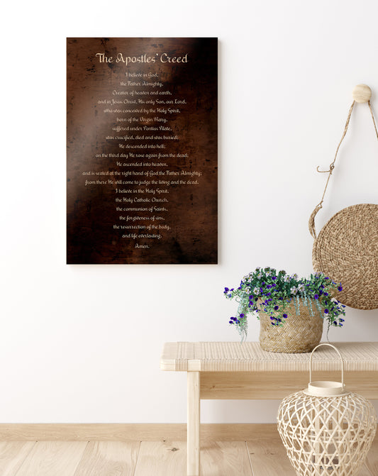 The Apostles' Creed, Apostolic Creed, Symbol of the Apostle, Christian Gift, Burnished, Bronze, Metal Print, Gift, for him, for her, Priest
