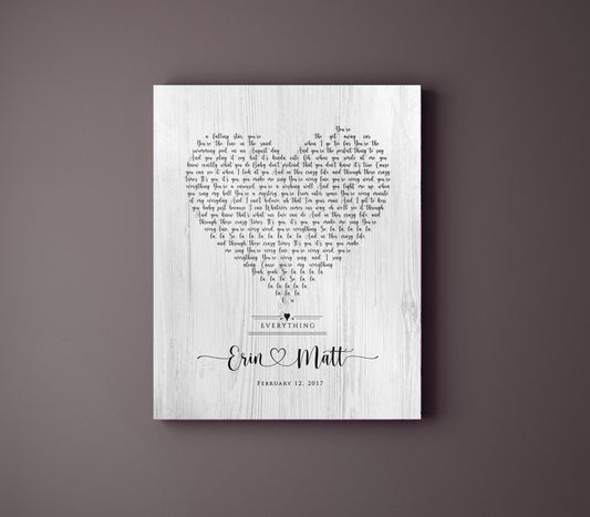 Song lyrics on Wood, Wood Anniversary Gift