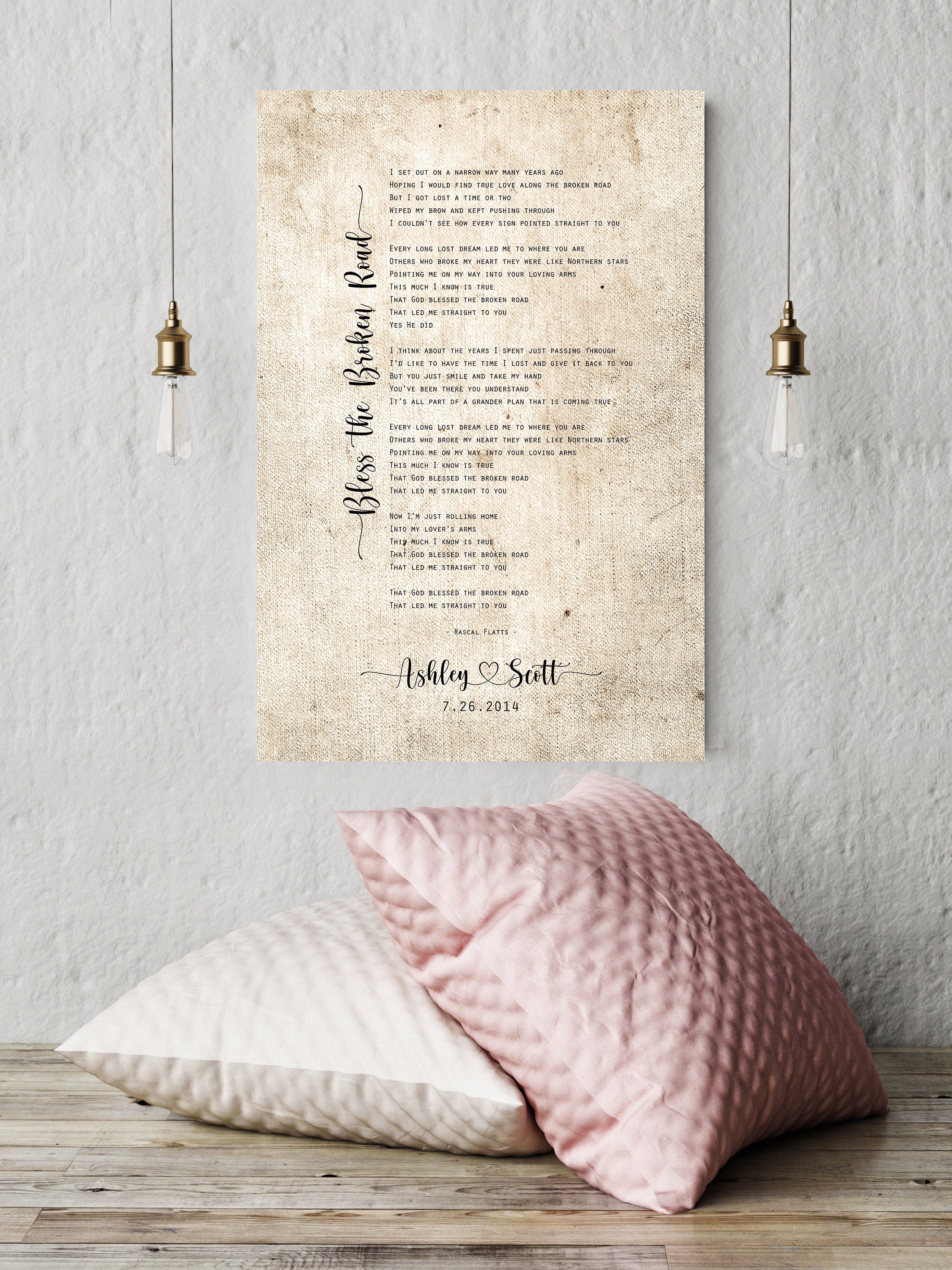 Cotton Song Print, offers 2nd Anniversary Gift for wife, Custom Song Lyric art, Anniversary Gift Women, Gift for wife, Cotton Anniversary Gift