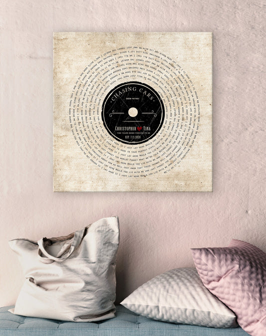 2 Years Down Rustic Cotton Canvas, 2nd Anniversary Gift on Cotton, Personalized Cotton Vinyl Record Art, Cotton Anniversary Gift for Husband