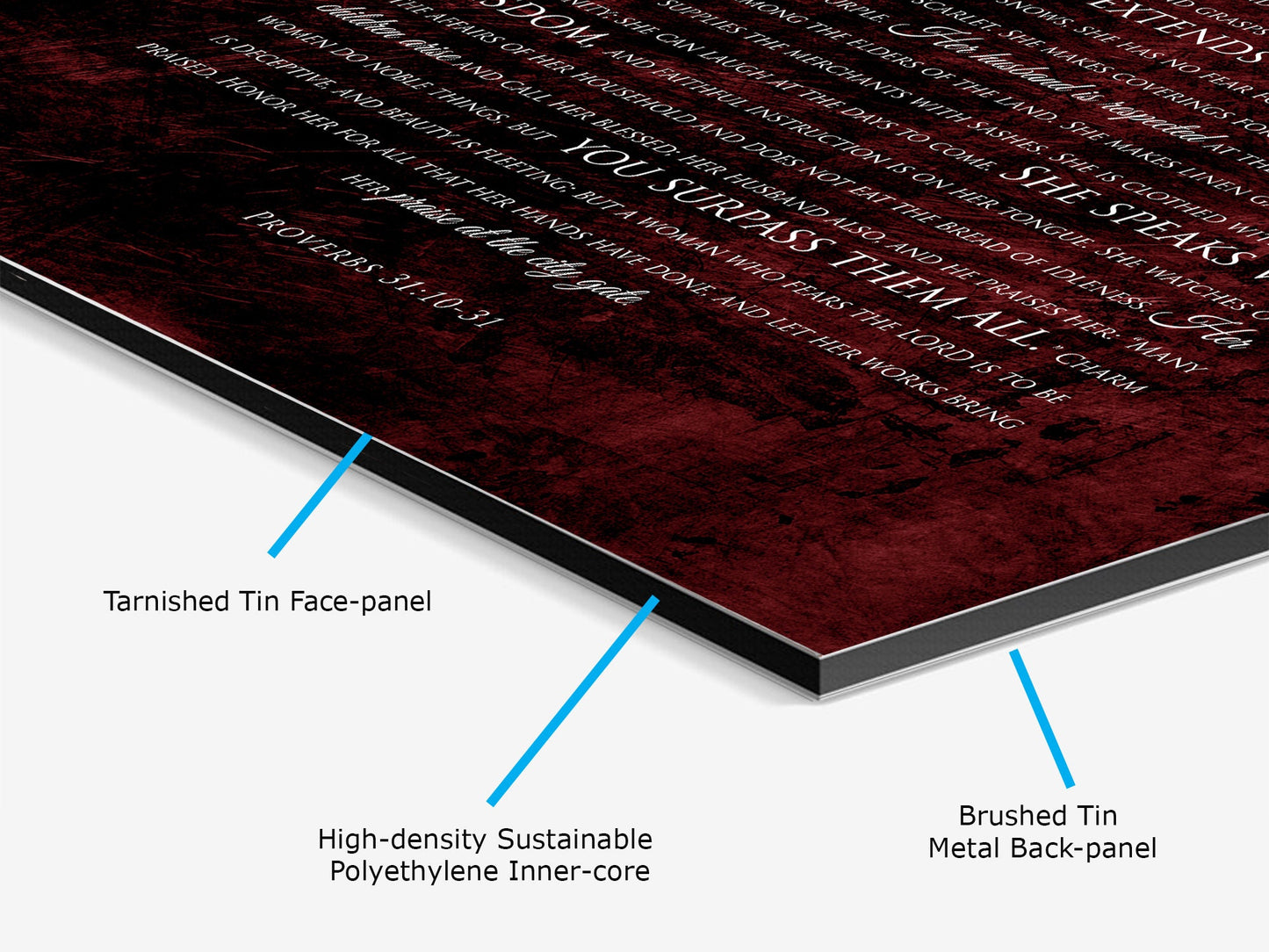 Prov 31 Religious Anniversary Gift, Scripture on Tin, Bible Verse Plaque, Religious Wall Art, Proverbs 31 Decor for her, Mother Day Gift,