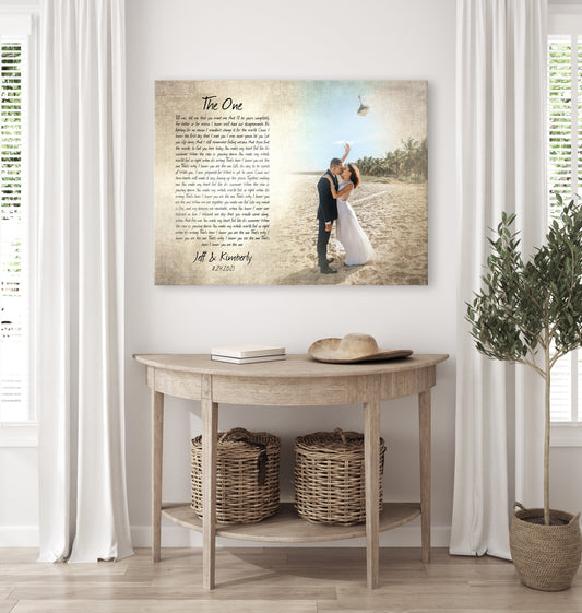 2 Year Anniversary Gift, Custom Cotton Photo Canvas, Song Lyrics and Photo, Cotton Gift for Anniversary, Canvas Print with Quote, 2nd Year