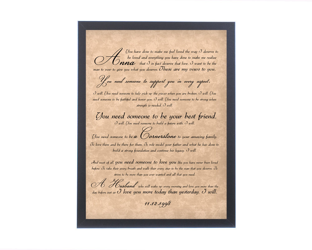 Personalized Wedding Vow Print - The Stanza on Canvas or Fine Art - Fine art and canvas personalized anniversary and inspirational gifts