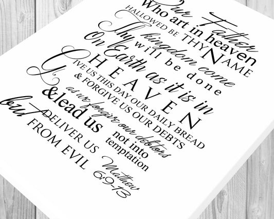 The Lord's prayer on canvas, christian song word art, Inspirational canvas, Christian Lyric Canvas