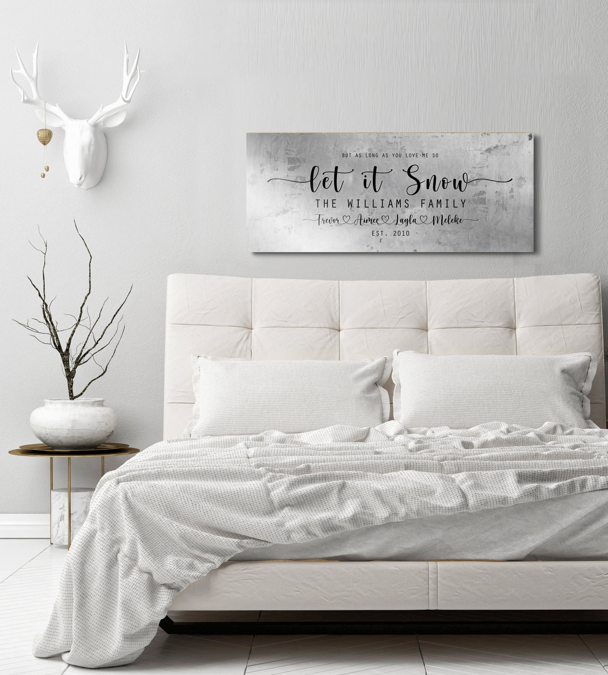 Let It Snow personalized couples sign in rustic silver metal