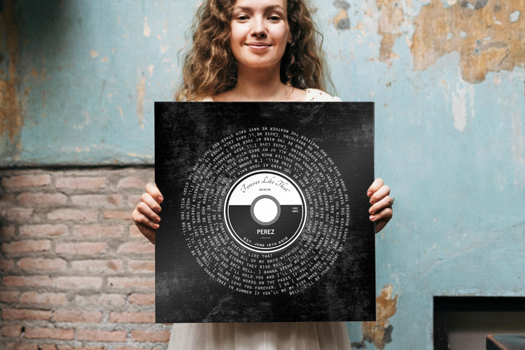 Iron Anniversary Vinyl Record Song Art from Honeycomb Proverbs, personalized and handcrafted in Texas
