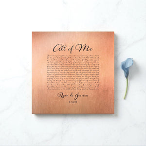 Copper Anniversary Song Lyric Art