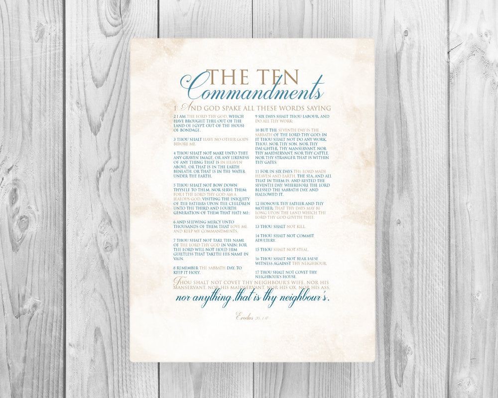 Canvas Ten Commandments Art from Honeycomb Proverbs, personalized and handcrafted in Texas
