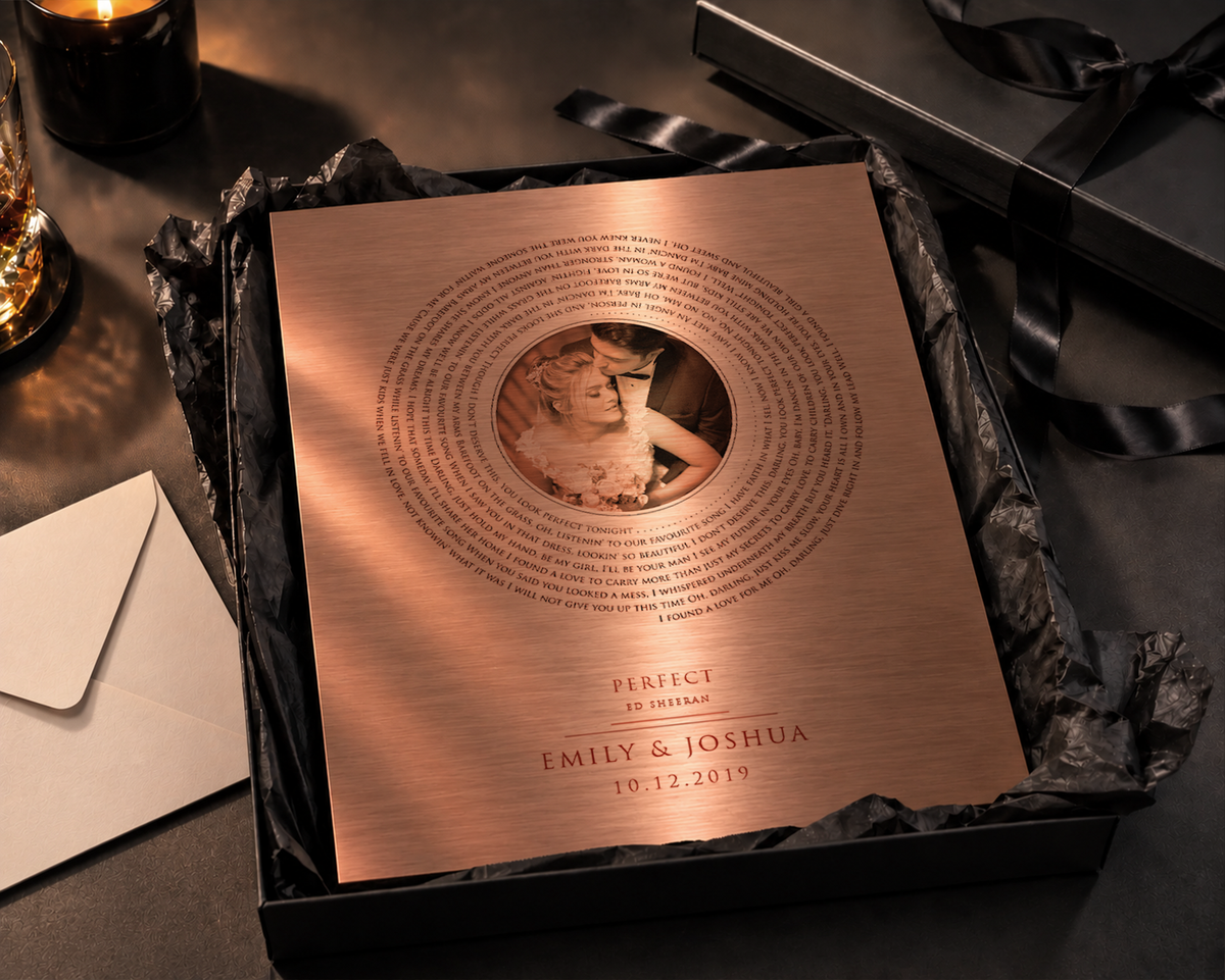 Personalized Vinyl Record art with Photo in Copper