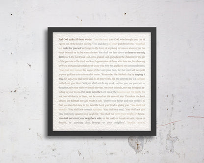 The 10 Commandments Custom Scripture Bible Verse Decor - HoneycombProverbs - Giclée - Christian Wall Art