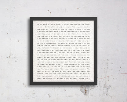 The 10 Commandments Black and White Modern Decor - HoneycombProverbs - Giclée - Christian Wall Art