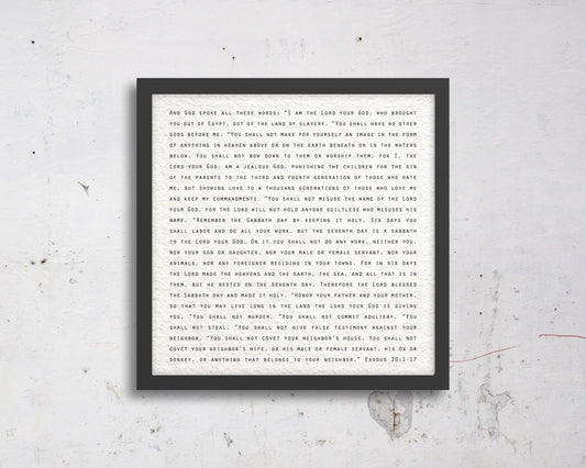 The 10 Commandments Black and White Modern Decor - HoneycombProverbs - Giclée - Christian Wall Art