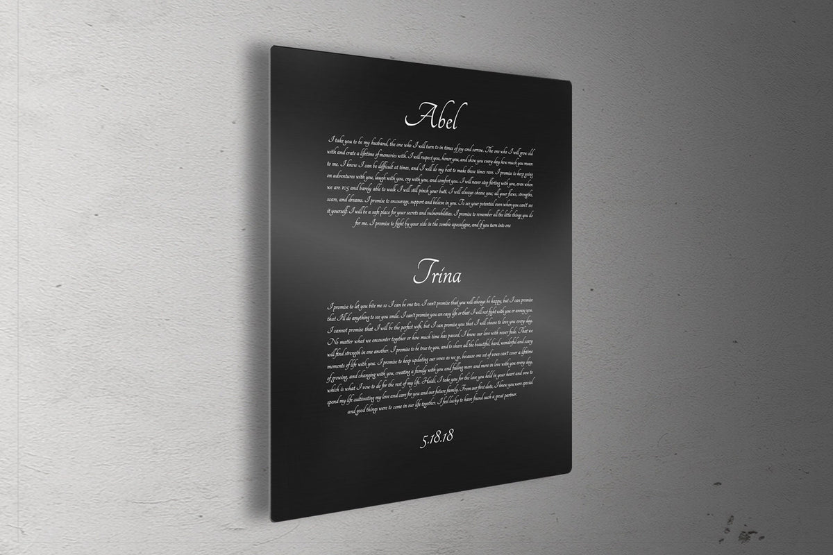 Wedding Vows Printed on Metal - HoneycombProverbs - - Tin and Aluminum Gifts
