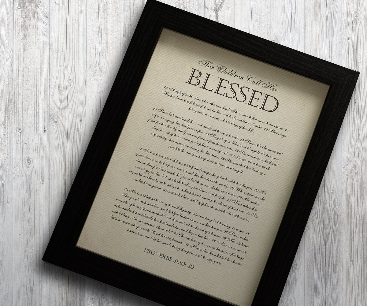 Her Children Call her Blessed Framed Christian Gift - HoneycombProverbs - Giclée - Christian Wall Art