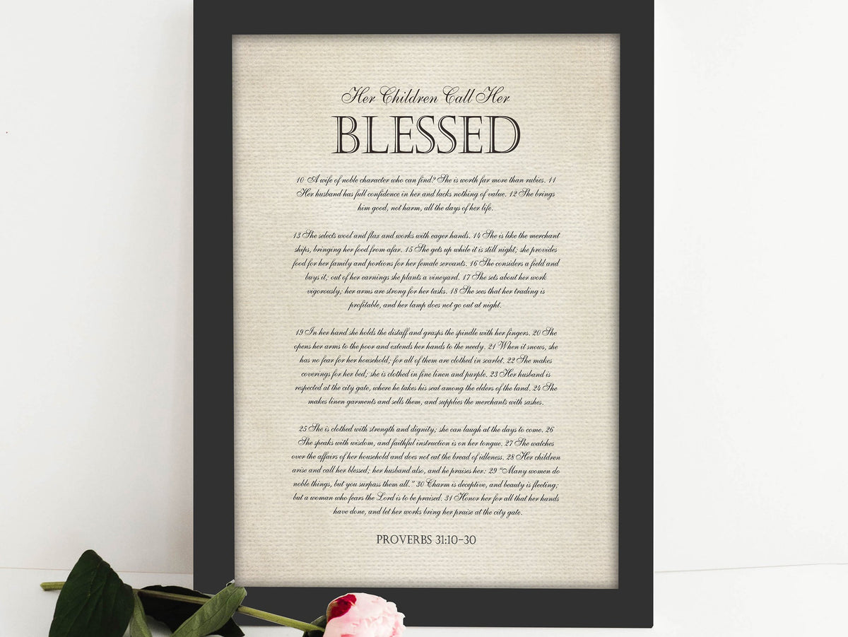 Her Children Call her Blessed Framed Christian Gift - HoneycombProverbs - Giclée - Christian Wall Art